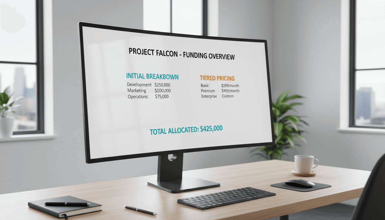 Clear funding terms and transparent pricing displayed on screen