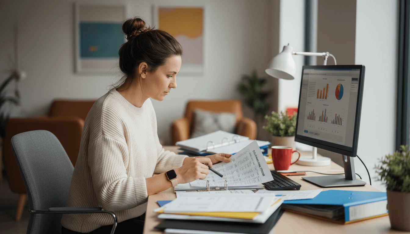 Business owner reviewing funding approval documents at desk